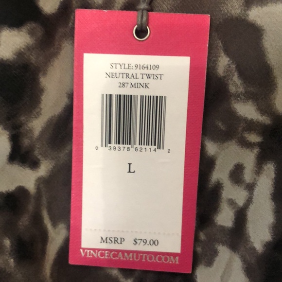 NWT Vince Camuto Women’s Scoop Neck Tank, Large, Brown/Black/Cream Animal Print - Picture 11 of 12